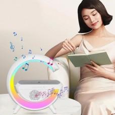 Портативна колонка Bluetooth 3в1 Sunroz WirelessCharger R99 з Rgb нічником і бездротовою зарядкою Білий