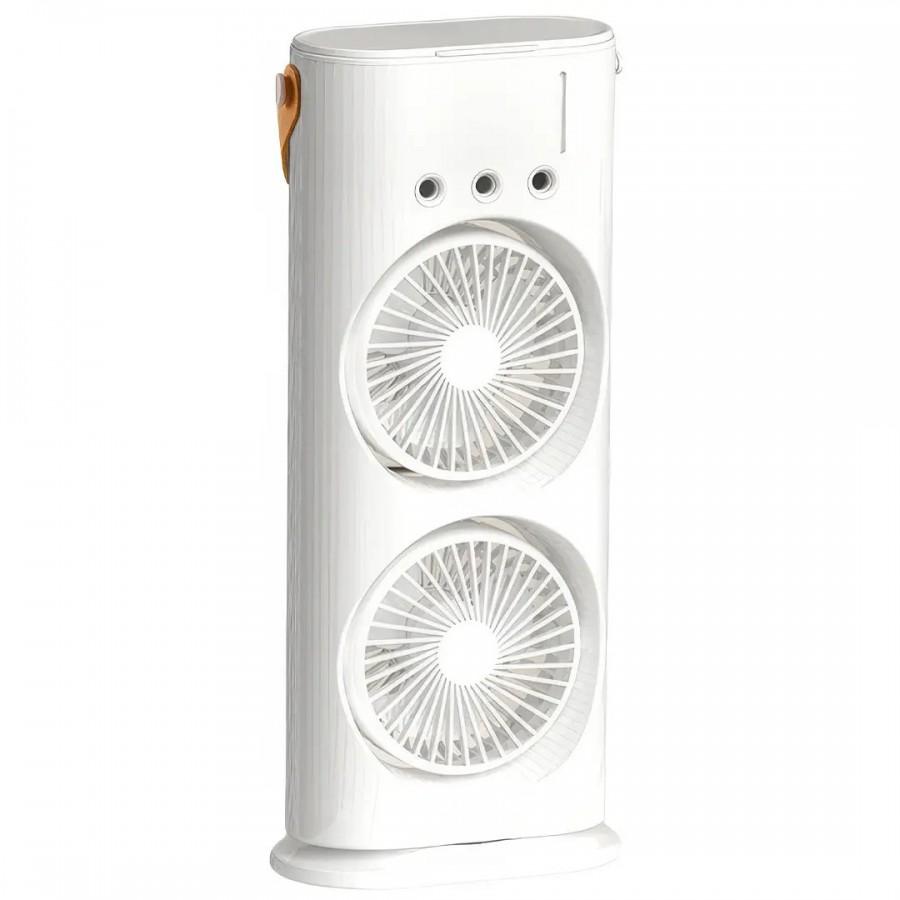 Настільний зволожувач повітря з двома вентиляторами та підсвіткою Led Double-Ended Spray Fan 280 мл Білий
