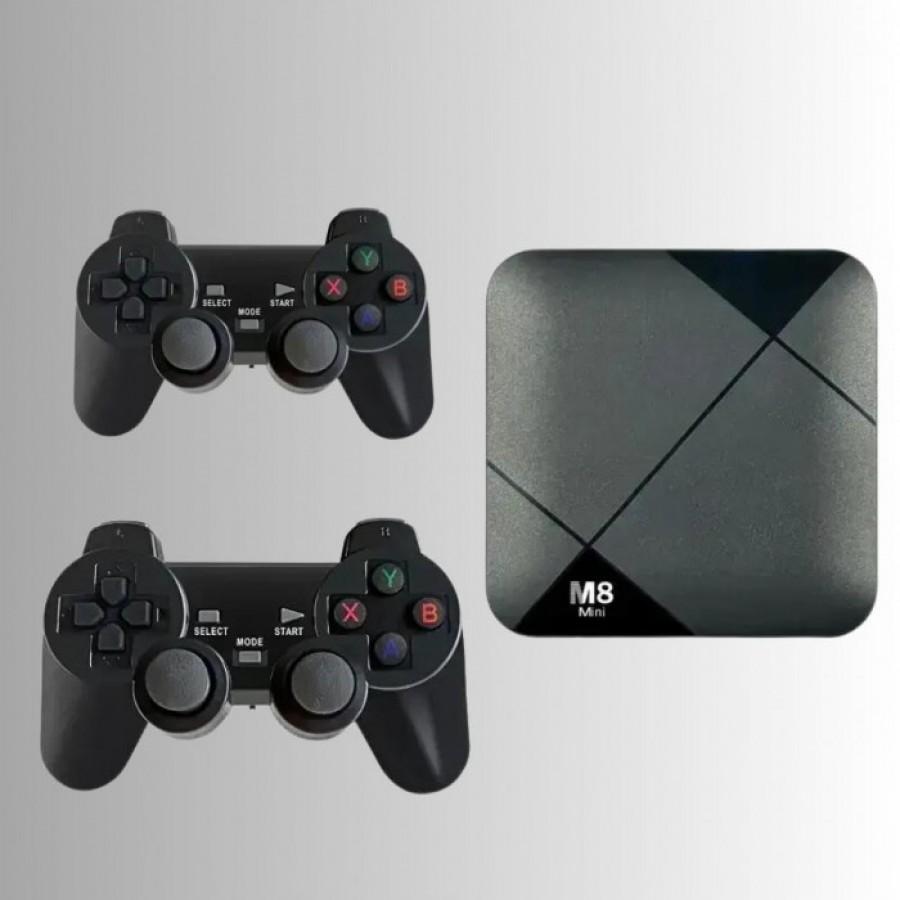 Игровая консоль приставка для телевизора M8 mini 4K Android ТВ с встроенным эмулятором ретро игр и джойстиками
