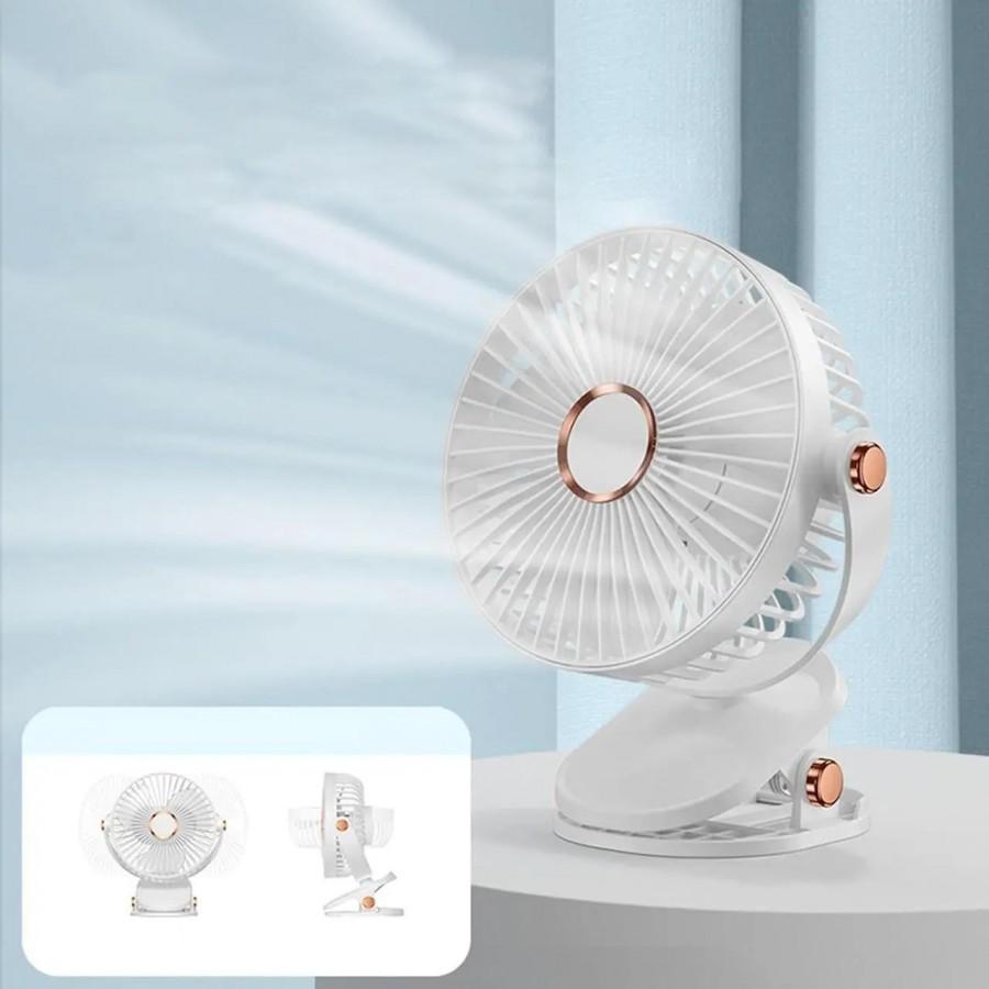 Портативный аккумуляторный настольный мини-вентилятор Cool Wind белый Компактный вентилятор с прищепкой