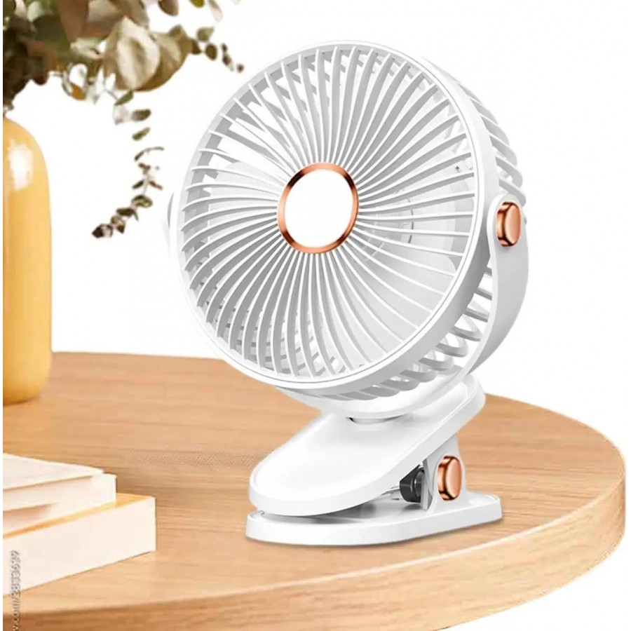 Портативный аккумуляторный настольный мини-вентилятор Cool Wind белый Компактный вентилятор с прищепкой